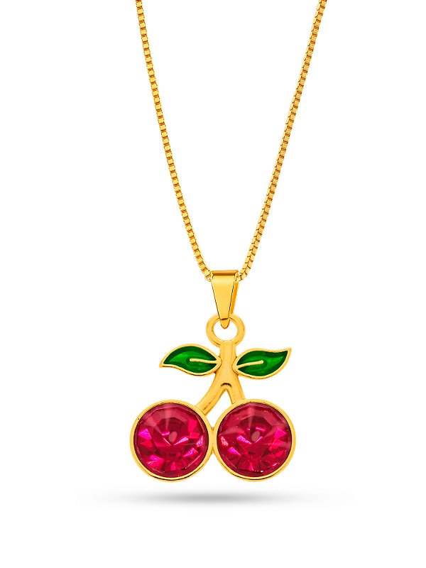 Corrente cerejas - banhado a ouro 18k