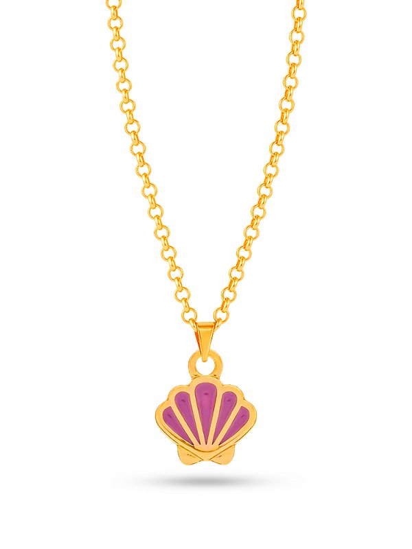 Corrente concha lilás - banhado a ouro 18k