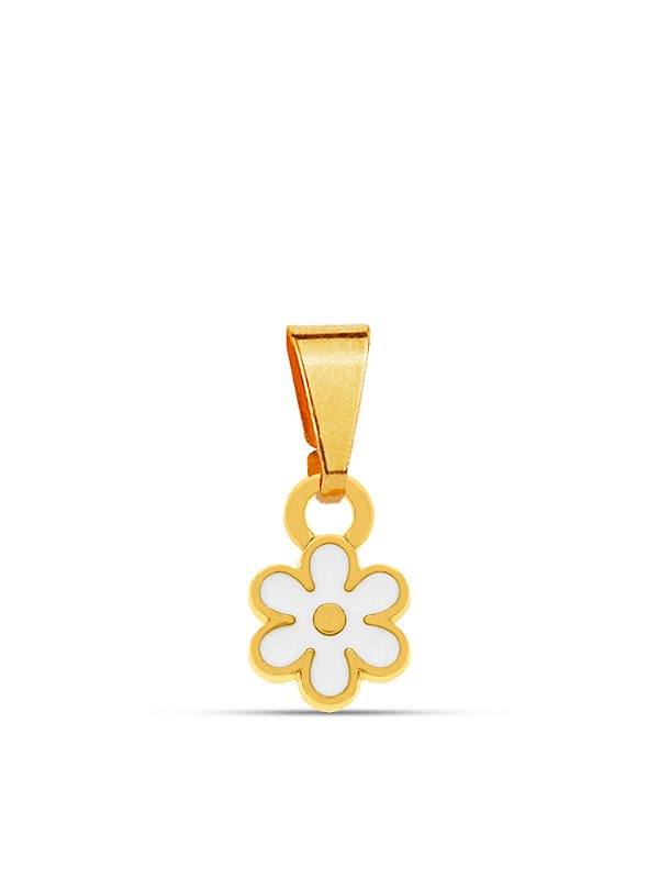 Pingente flor branca - banhado a ouro 18k