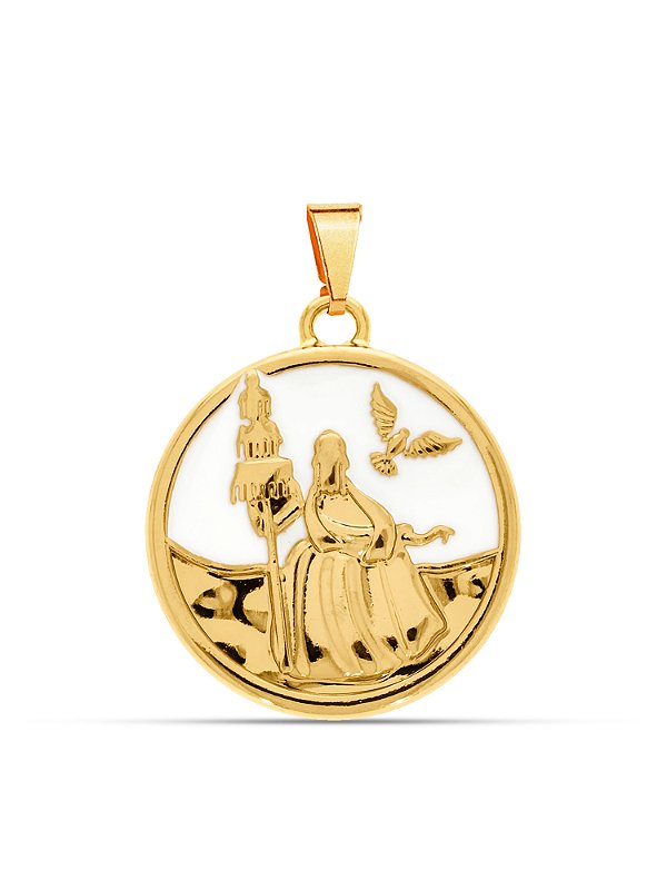 Pingente medalha Oxalá branco 2,5 x 2,5 cm