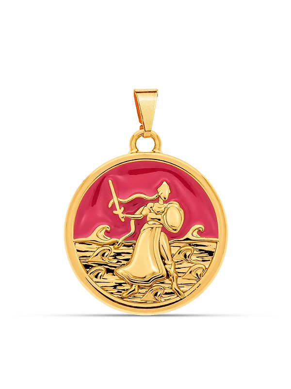 Pingente medalha Obá pink 2,5 x 2,5 cm