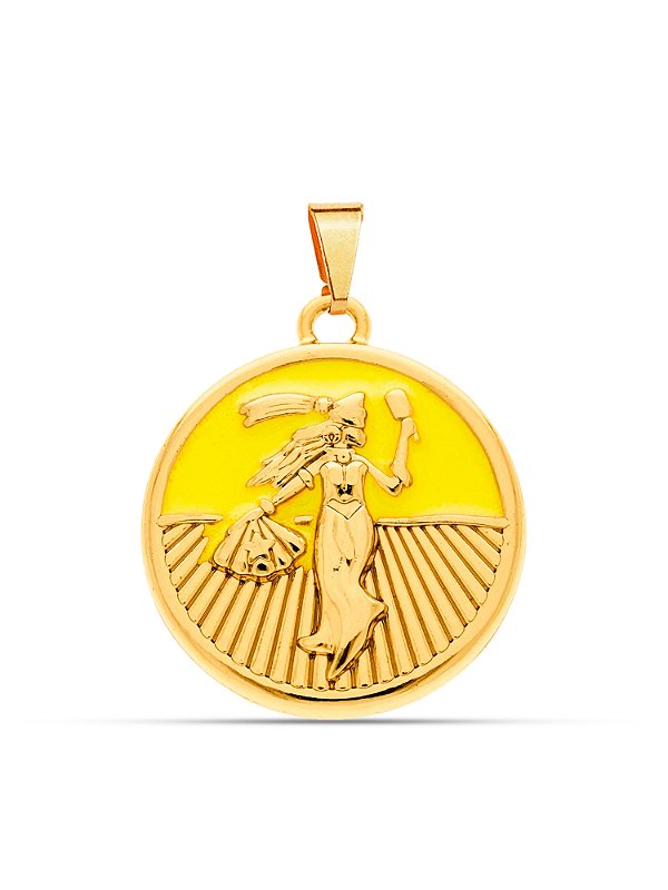 Pingente medalha Oxum amarelo  2,5 x 2,5 cm