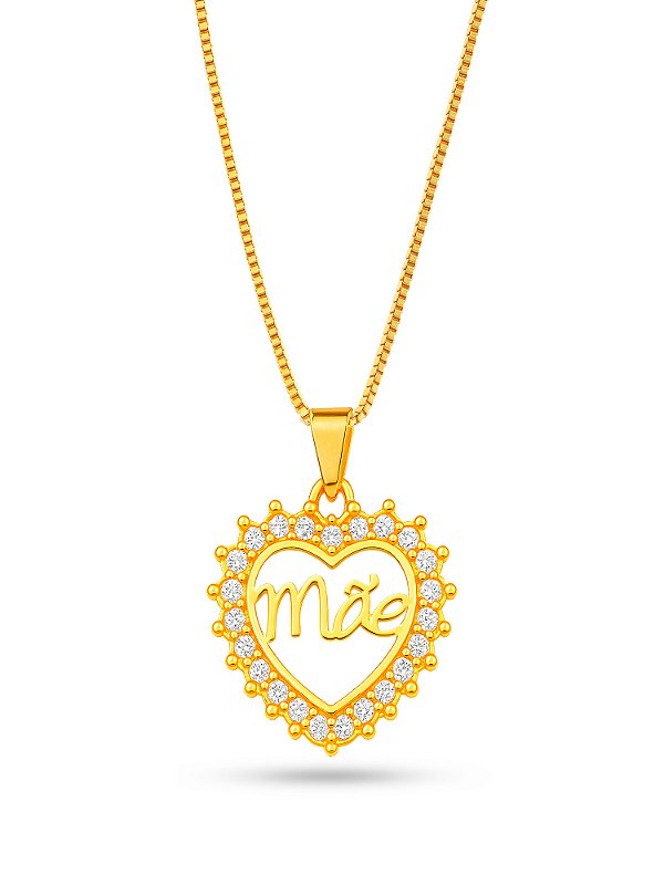 Corrente Mãe coração - banhado a ouro 18k