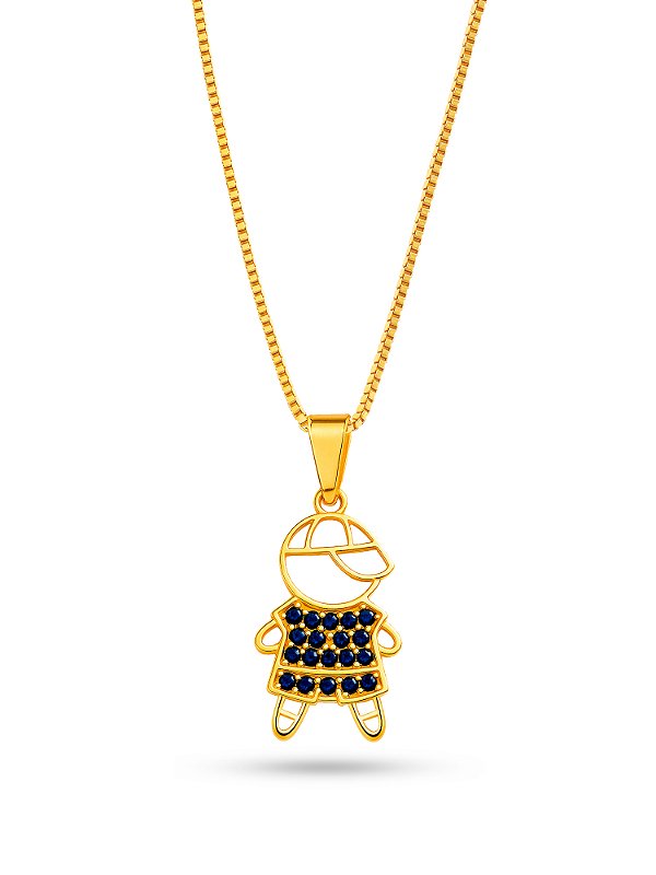 Corrente menino azul - banhado a ouro 18k