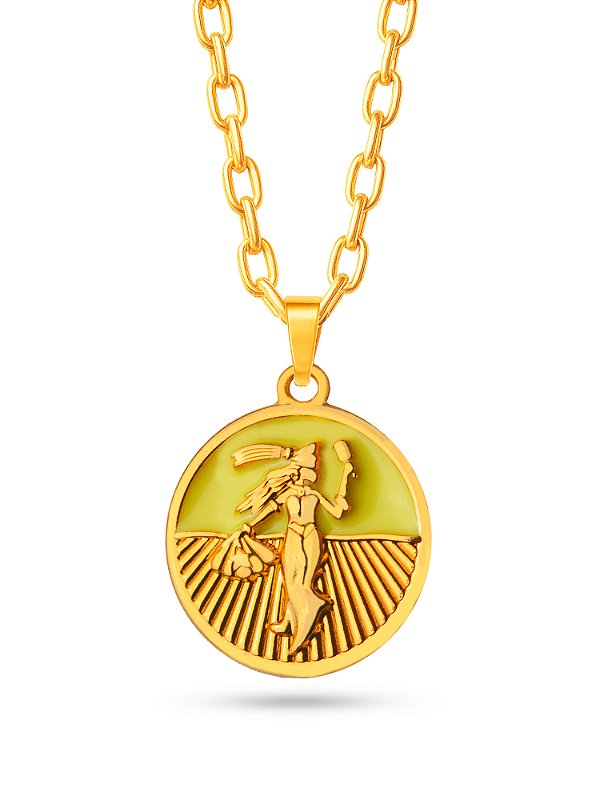 Corrente Oxum amarelo - cadeado - banhado a ouro 18k