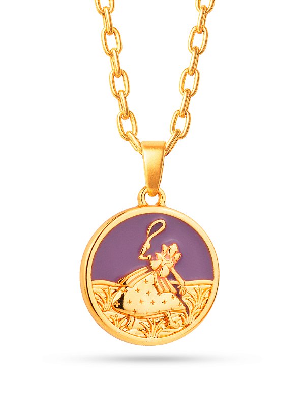 Corrente Nanã roxo - cadeado - banhado a ouro 18k