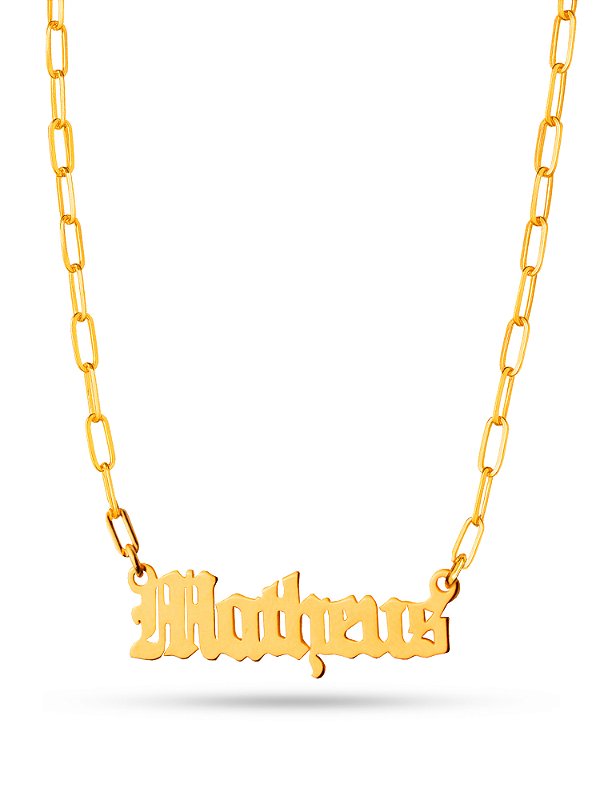 Colar com nome medieval - elo longo - banhado a ouro 18k