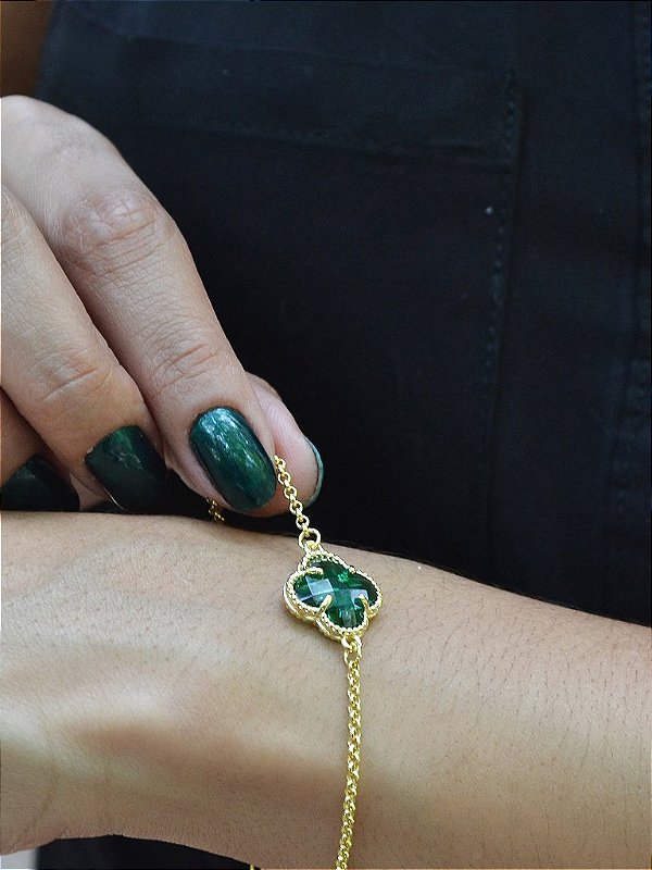 Pulseira trevo único verde