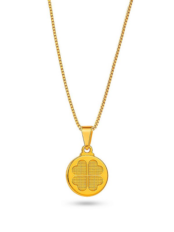 Colar trevo - veneziana - banhado a ouro 18k