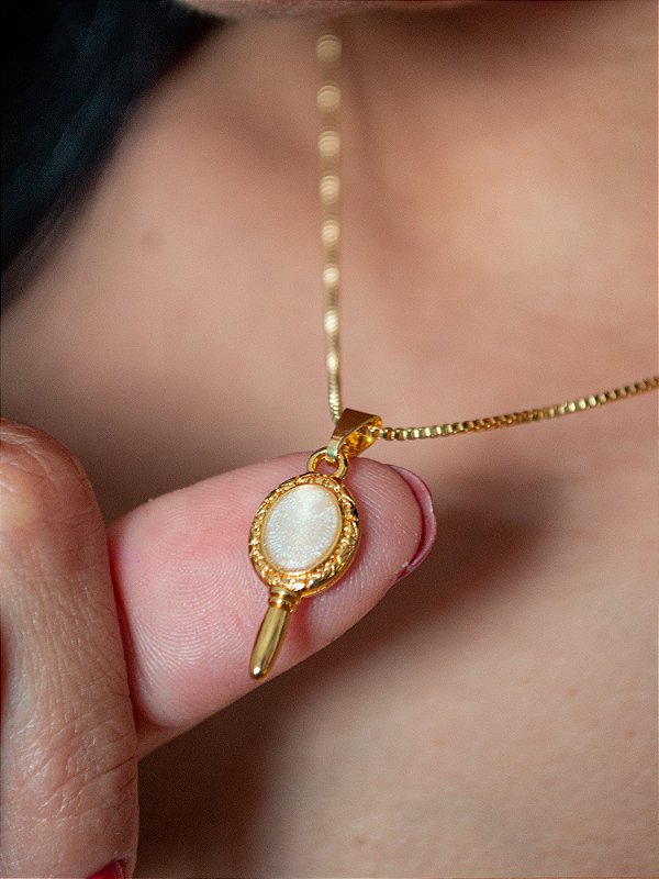Corrente Espelho de Oxum perolado - veneziana - banhado a ouro 18k