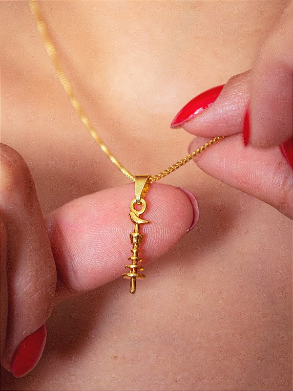 Corrente  Opaxorô de Oxalá - veneziana - banhado a ouro 18k