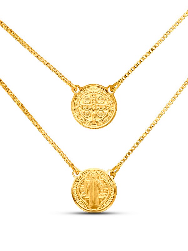 Escapulário São Bento - veneziana - banhado a ouro 18k