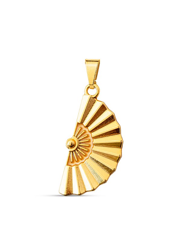 Pingente Leque orixás 3,3 x 1,6 cm - banhado a ouro 18k