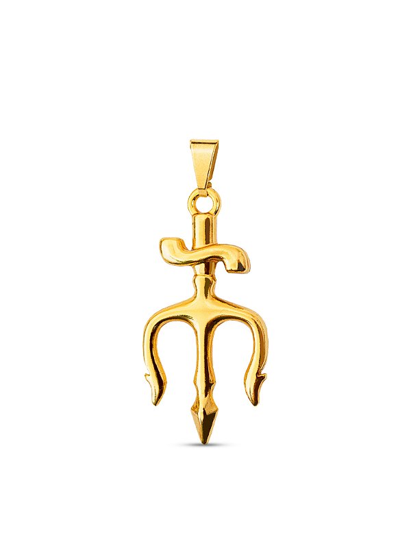 Pingente Tridente de Exu 3,3 x 1,6 cm - banhado a ouro 18k