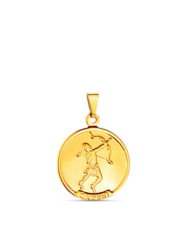 Pingente medalha de Oxossi - banhado a ouro 18k