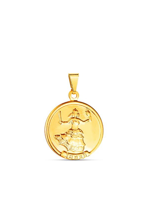 Pingente medalha de Iansã - banhado a ouro 18k