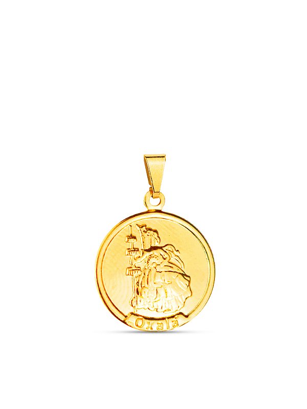Pingente medalha de Oxalá - banhado a ouro 18k