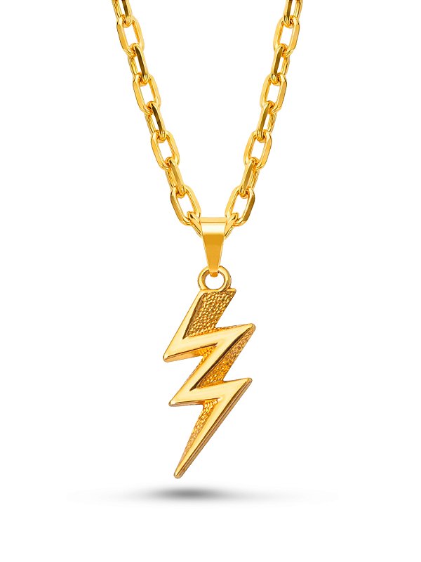 Corrente Raio de Iansã G - cadeado - banhado a ouro 18k