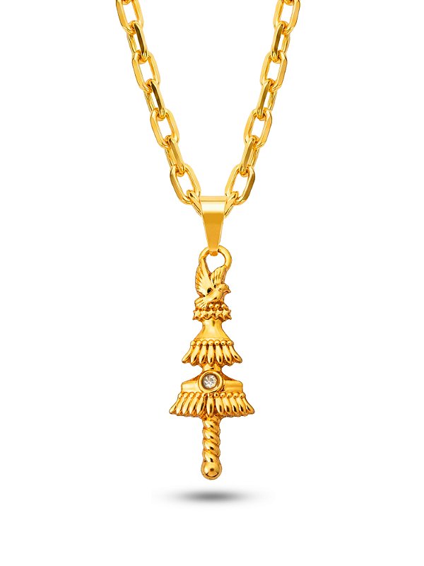 Corrente Opaxorô de Oxalá G - cadeado - banhado a ouro 18k