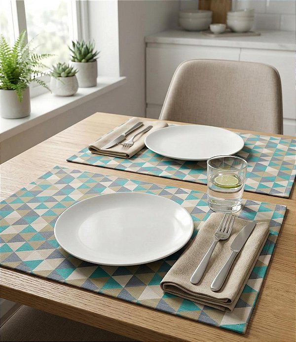 Jogo Americano Impermeável 6 Peças Triângulos