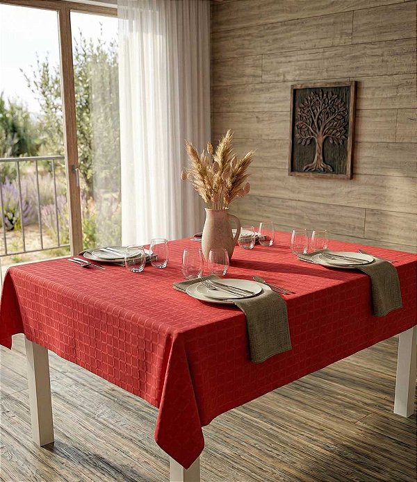 Toalha de Mesa de Natal Vermelha Quadrada Sob Medida