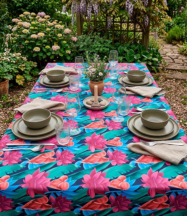 Toalha de Mesa Retangular 4 Lugares Floral House