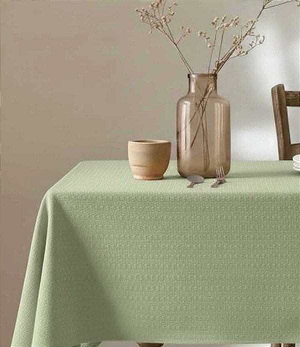 Toalha de Mesa Sob Medida Verde Lisa Retangular 8 Lugares Alecrim