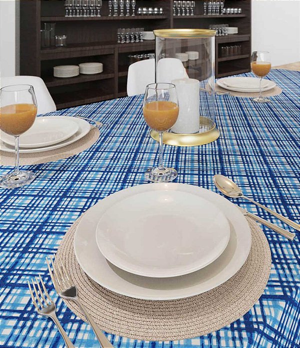 Toalha de Mesa Xadrez Quadriculada Azul Retangular 4 Lugares - Mesa Chiq -  Toalhas de Mesa Sob Medida Impermeáveis