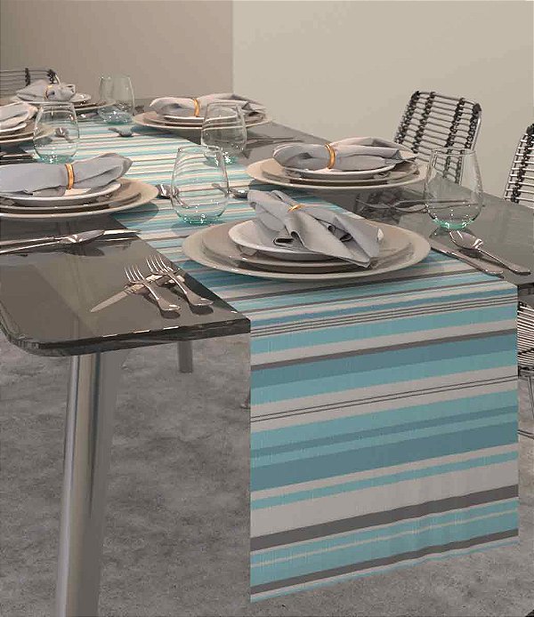 Caminho de Mesa Impermeável Tons de Azul