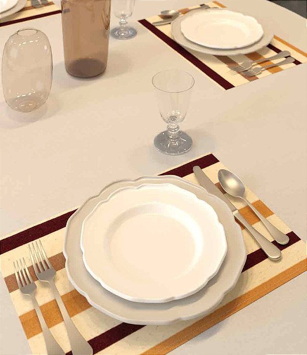 Jogo Americano Impermeável 6 Peças Listrado Tons Terrosos