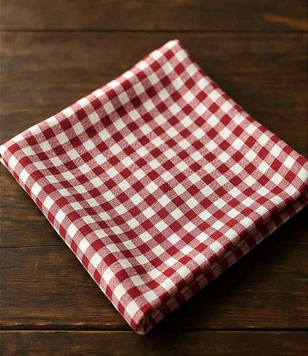 Guardanapos de Tecido Xadrez Vermelho e Branco Kit 20 Unidades