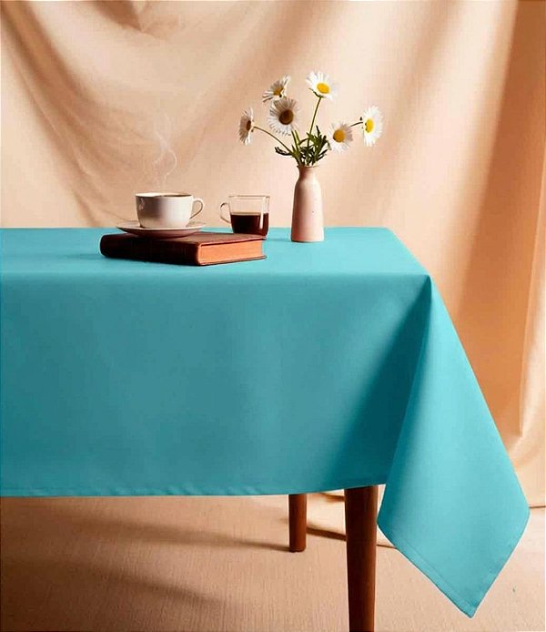 Toalha de Mesa Azul Piscina Retangular 10 Lugares Oxford