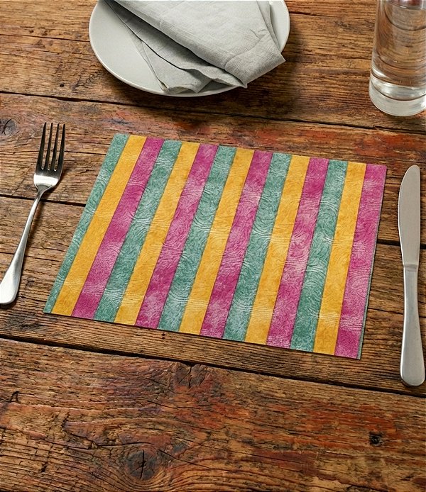 Jogo Americano Listrado Colorido 8 Peças