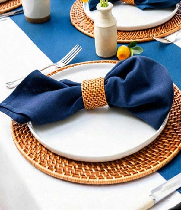 Guardanapos Azul Marinho de Tecido Oxford Kit com 10