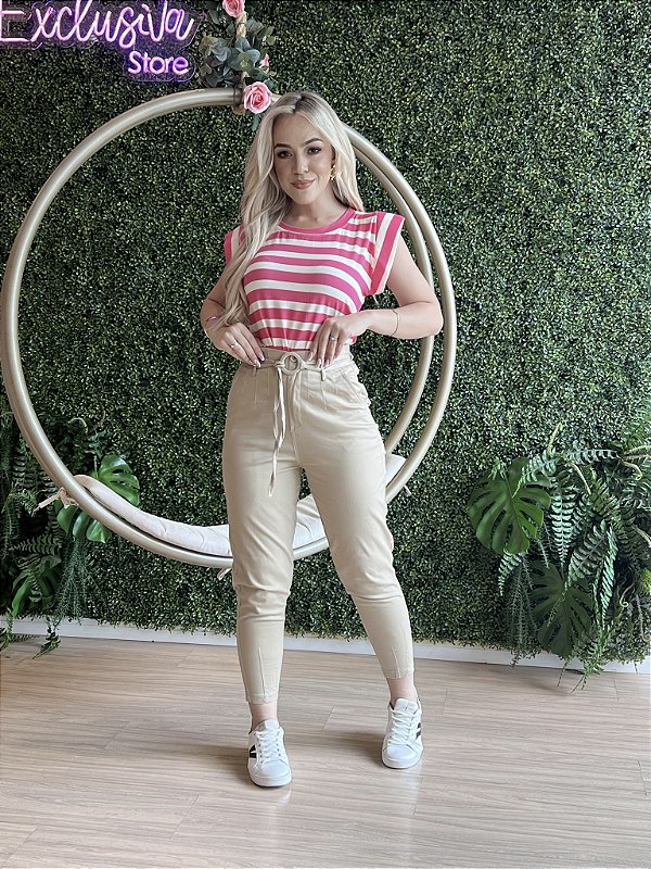 CALÇA SARJA COM CINTO HELENA