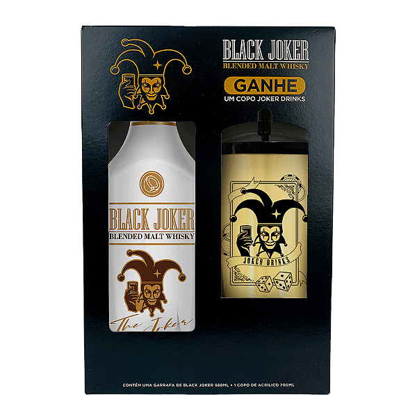 Kit Whisky Black Joker Coconut PET 980ml + Copo Acrílico c/ Canudo