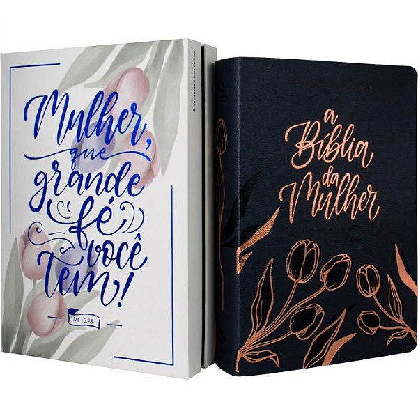 A Bíblia da Mulher - Média - Azul Marinho - NAA - Capa Tulipa - Nova Edição