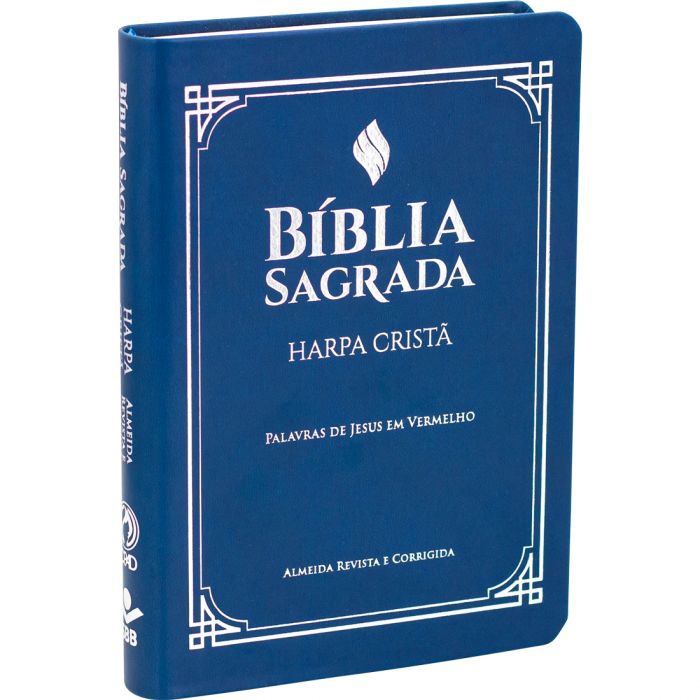 Bíblia Sagrada Harpa Cristã - ARC - Palavras De Jesus Em Vermelho - Letra Grande - Azul