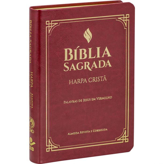 Bíblia Sagrada Harpa Cristã - ARC - Palavras De Jesus Em Vermelho - Letra Grande - Vinho