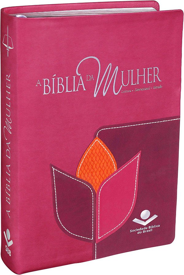 A Bíblia da Mulher - ARC - Média - Alto Relevo - Pink/Vinho/Laranja - Flor