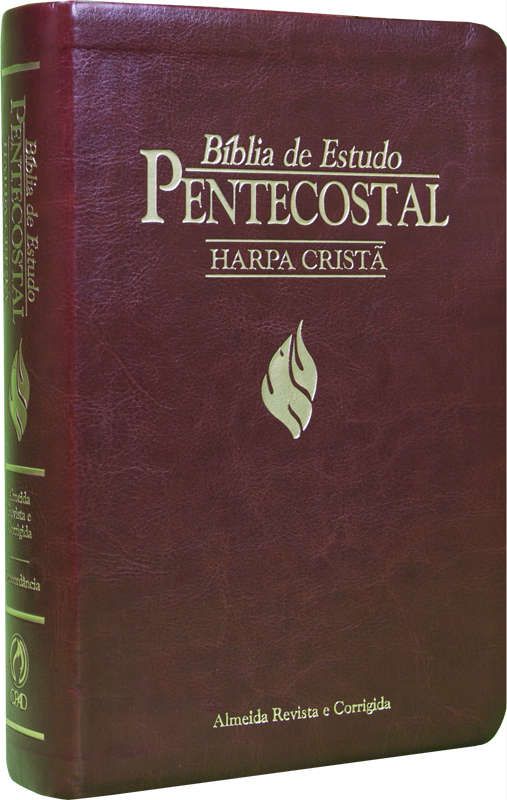 Bíblia de Estudo Pentecostal - Harpa Cristã - ARC - Média - Luxo/Vinho