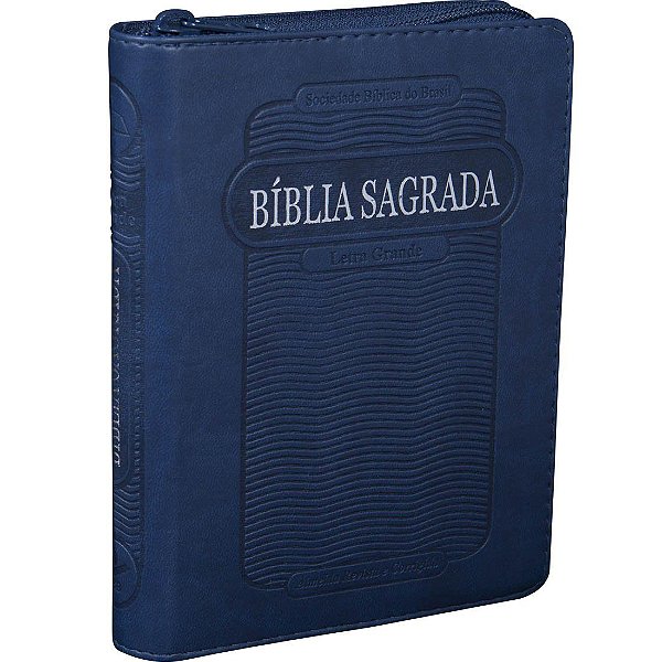 Bíblia Pequena - Revista e Corrigida - Letra Grande com Zíper - Azul listras