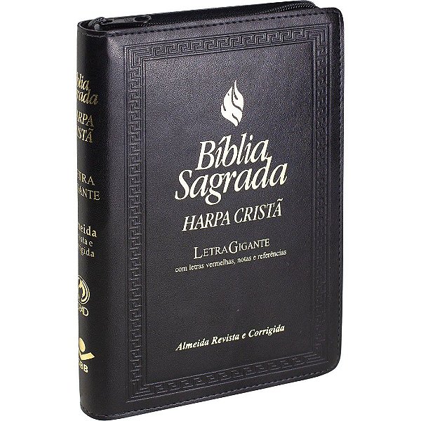 Biblia Sagrada com Harpa Cristã - ARC - Letra Gigante com Zíper, notas e referências - Preta