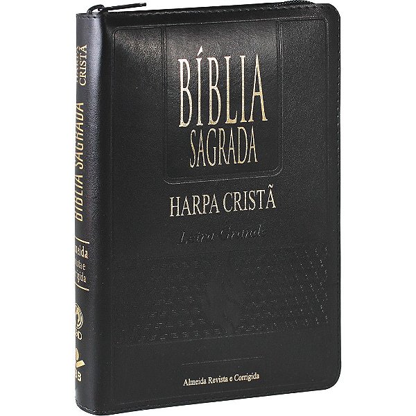 Biblia Sagrada com Harpa Cristã - ARC - Letra Grande e Índice - com Zíper - Preta