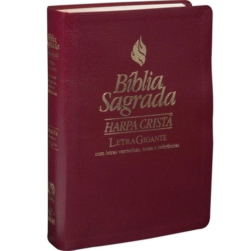 Bíblia Sagrada Harpa Cristã - Letra Gigante com Letras Vermelhas - Notas e Referências - Revista e Corrigida - (Vinho)