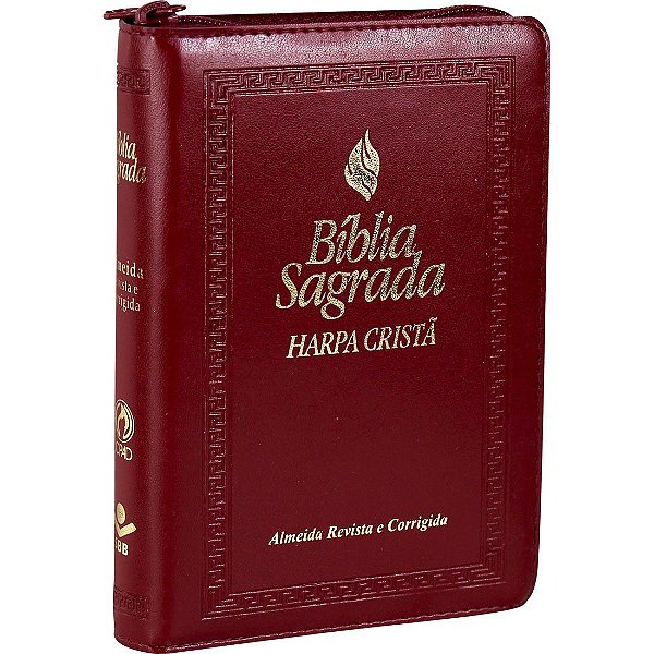 Bíblia Sagrada Harpa Cristã e Fonte de Bênçãos - ARC - Letra Maior - Índice e Zíper - Vinho