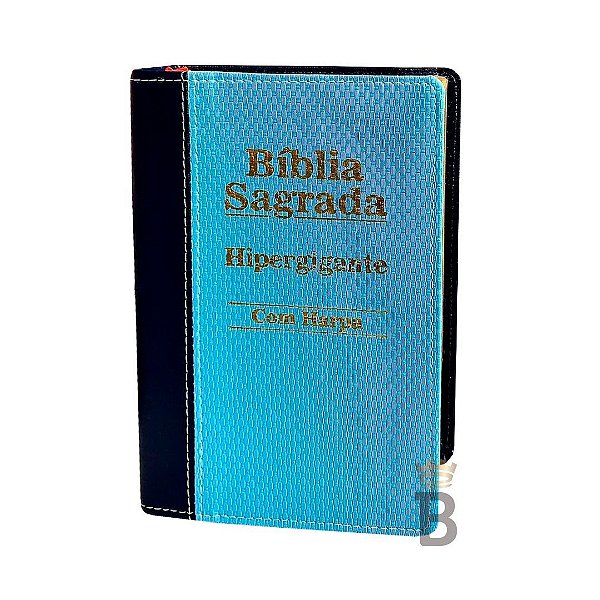 Bíblia Sagrada Harpa Pentecostal - ARC - Índice Lateral - Letra Hipergigante - Preta/Azul Claro
