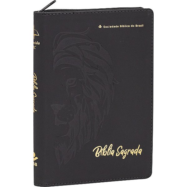 Bíblia Sagrada - ARC - Linha Ouro - Com zíper e índice - Preta