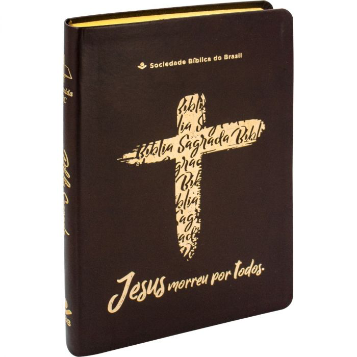 Bíblia Sagrada - Jesus morreu por todos - com índice lateral - Linha ouro - ARC