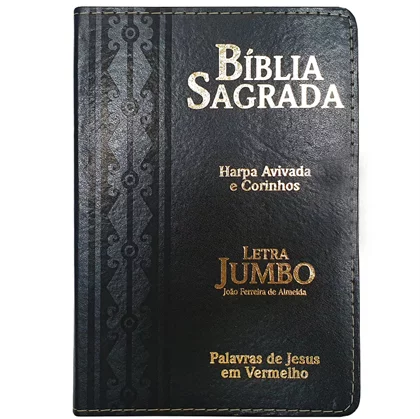 Bíblia Letra JUMBO Capa PU Luxo Arabesco Preto